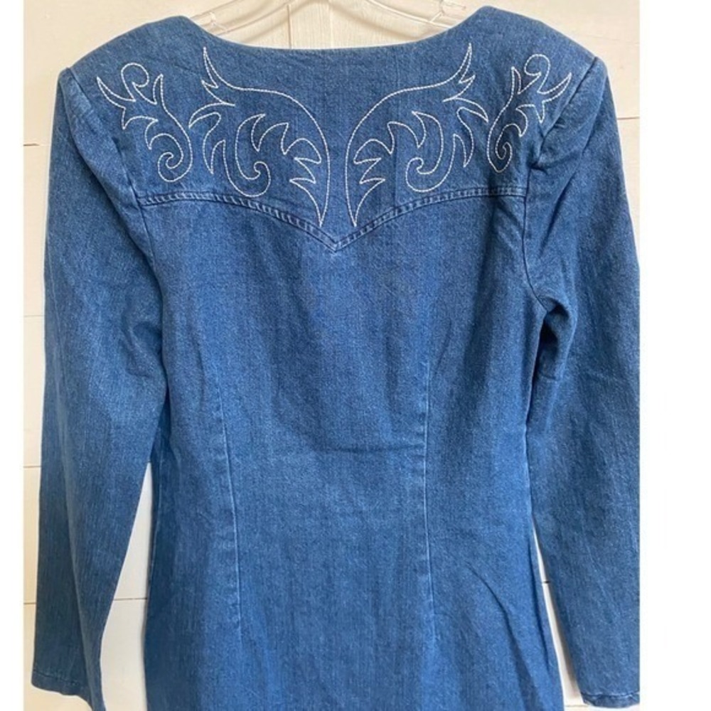 Western Embroidery Avec LesFilles Long Sleeve Denim Minidress PROVENCE WSH 6 NWT - Picture 12 of 14